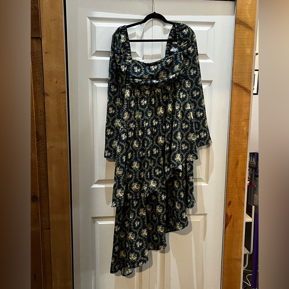 We Wore What Floral Asymmetrical Tiered Maxi Dress